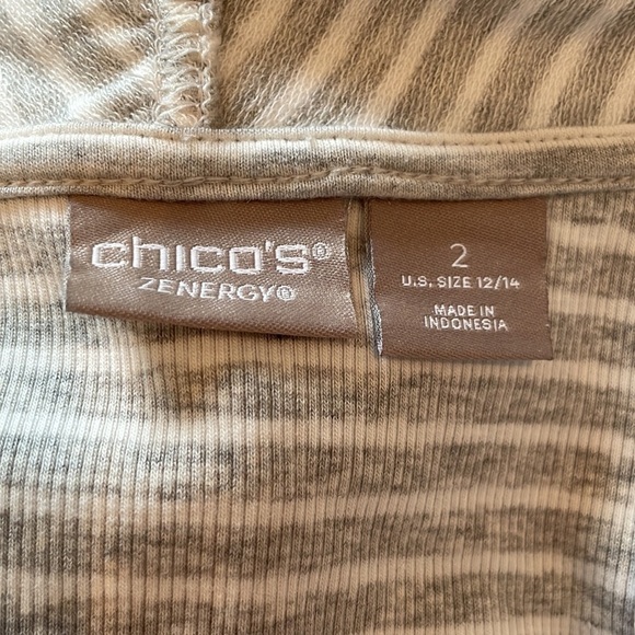 NWT Chico’s Zenergy Stripe Rib Mix Cardigan SZ L Heather Gray Soft and Stretchy - Picture 11 of 13